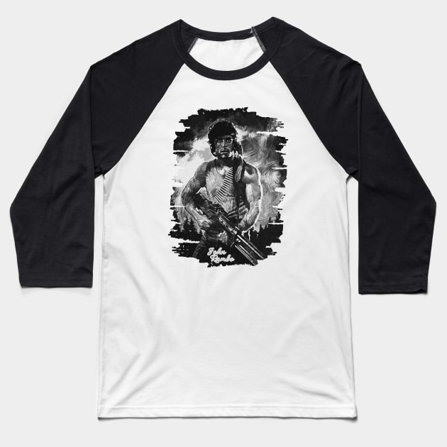 John J. Rambo | Sylvester Stallone || Brush Art Baseball T-Shirt by Nana On Here